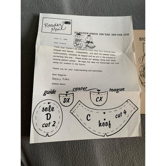 13" Country Pigs Pig Doll Outfits Pattern Mail Order 7007 1970s Vintage CC - Picture 4 of 4